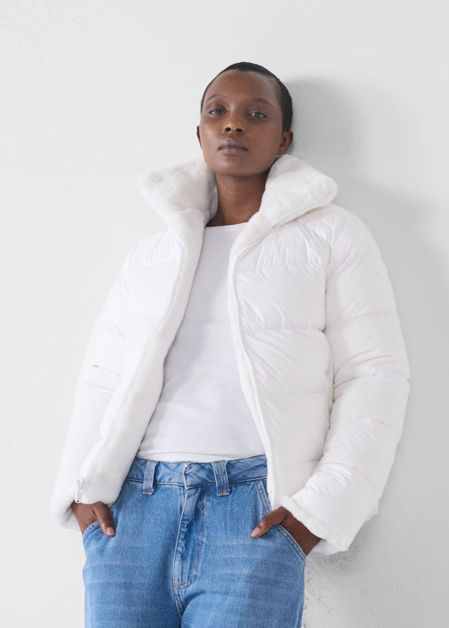 Doudoune fausse fourrure Blanc Olga