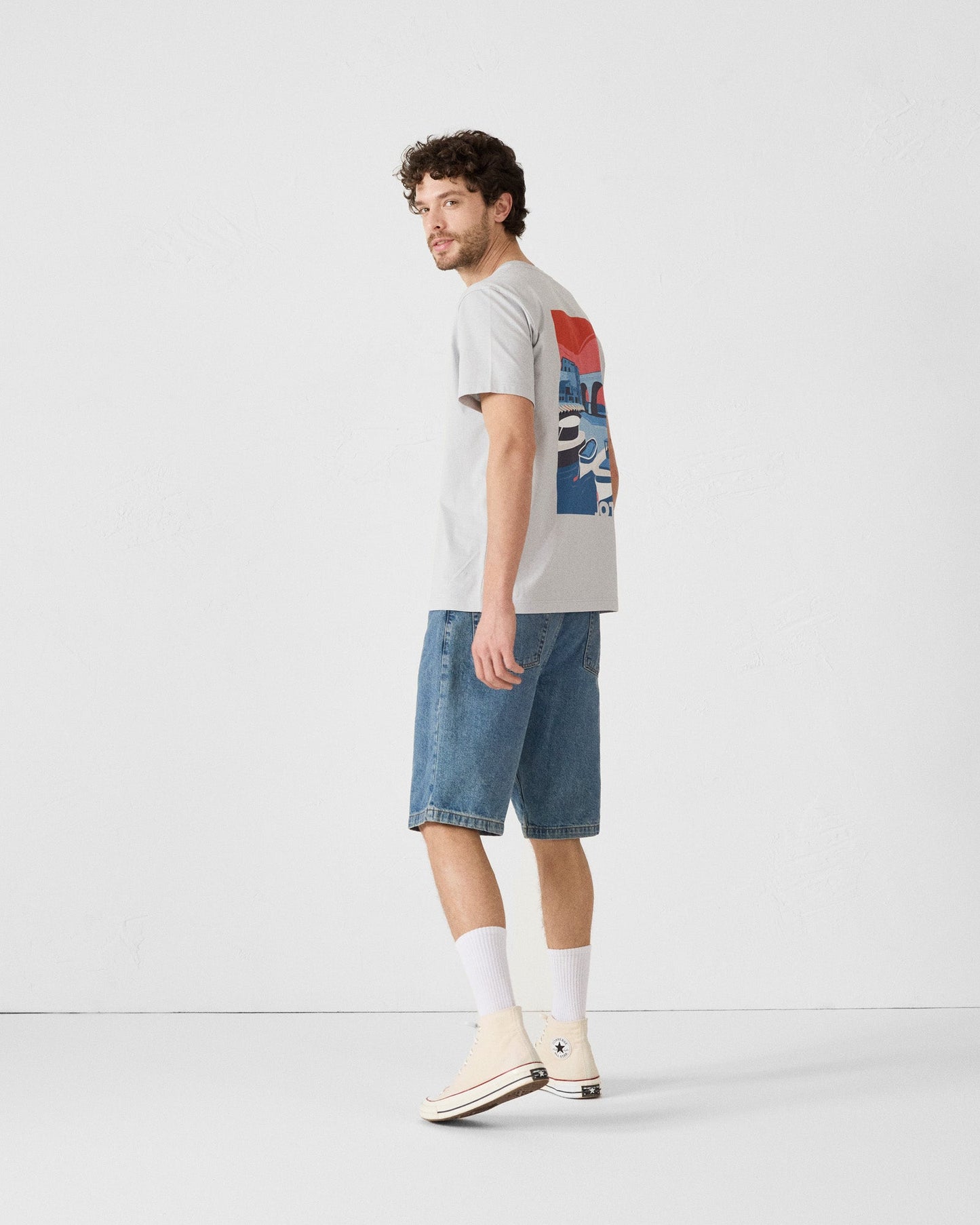 T-shirt col rond en coton Gris glace Espar