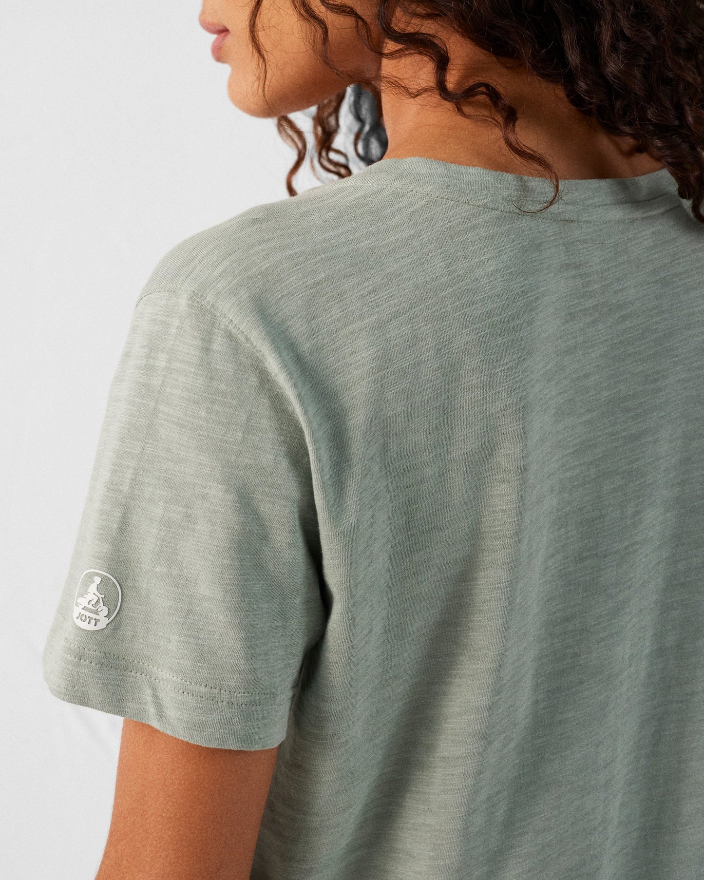 T-shirt col V femme en coton Vert minéral Sonia