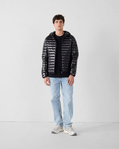 Doudoune légère à capuche Noir Nico shiny