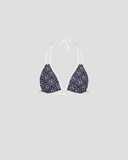 Haut de maillot de bain triangle Mono marine Maddie monogram top