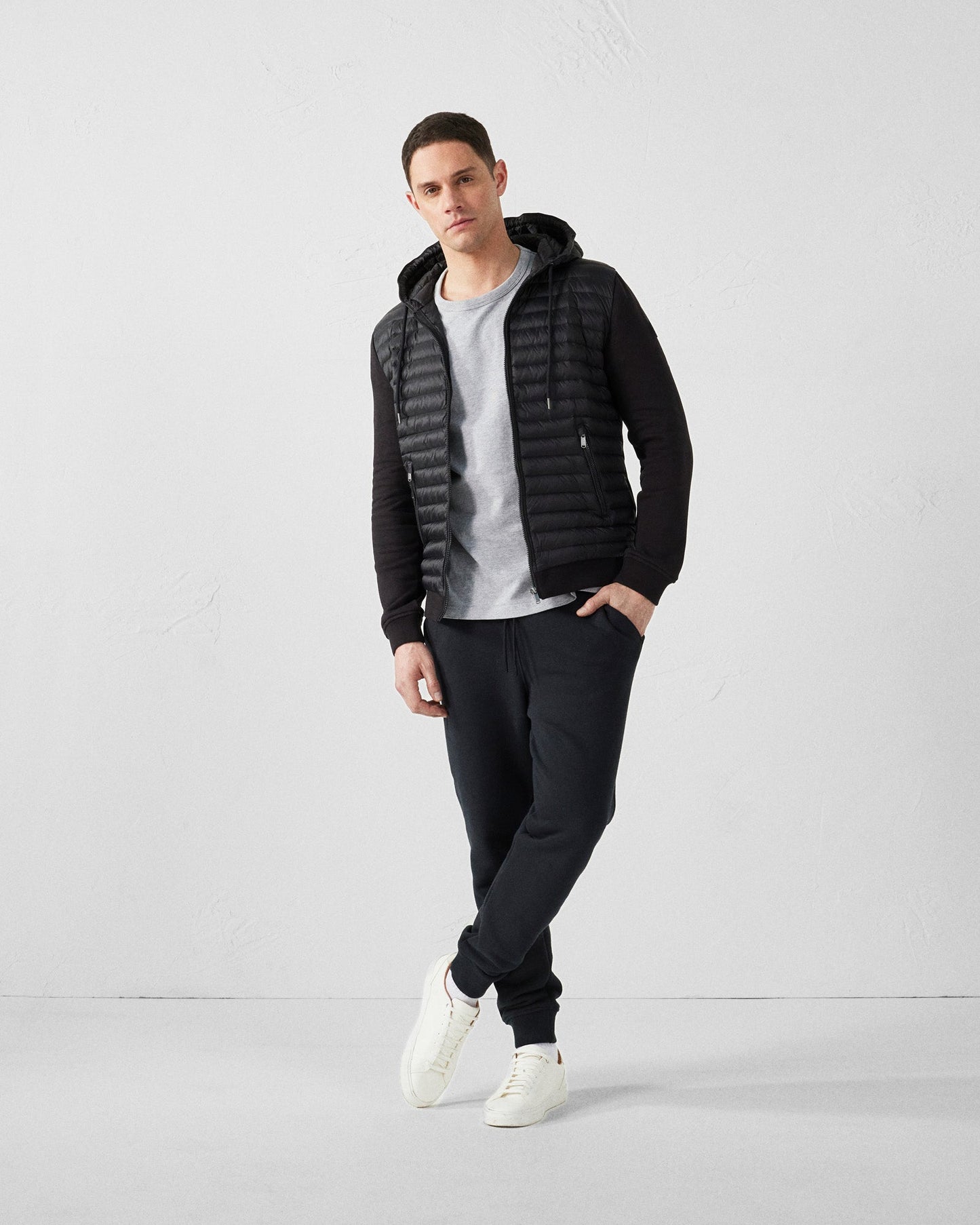 Veste bi-matière à capuche Noir Gummy 2.0