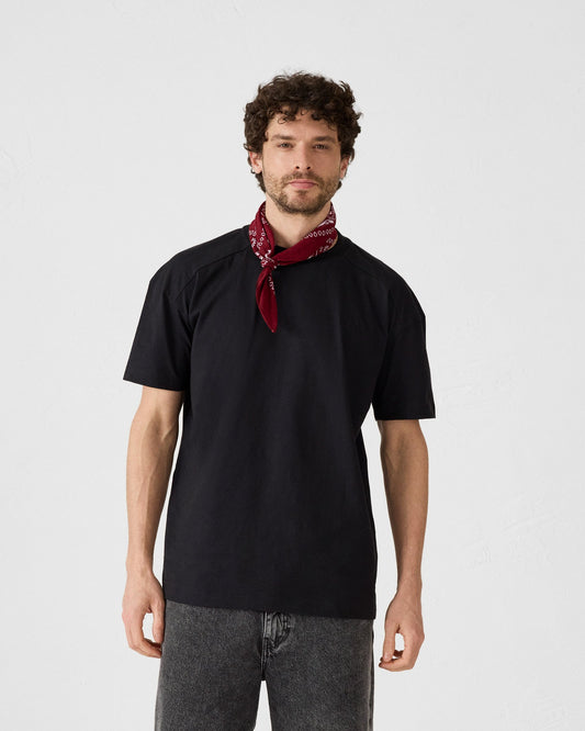 T-shirt col rond en coton Noir Narong