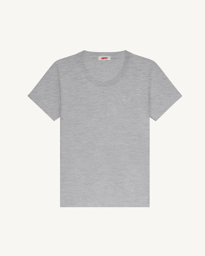 T-shirt col rond femme en coton Gris chiné Angel