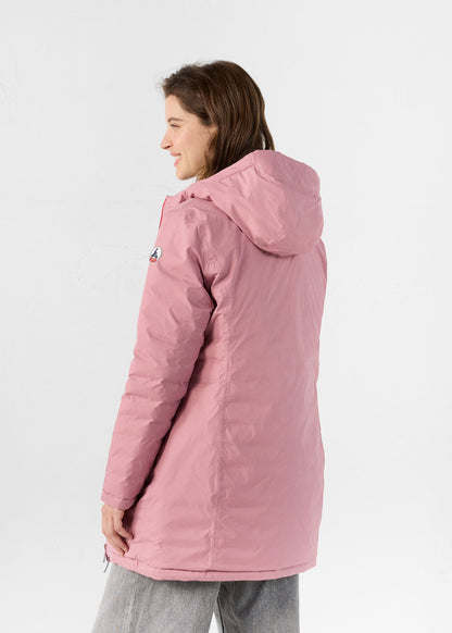 Doudoune longue réversible Rose antique/cerise noire Verone