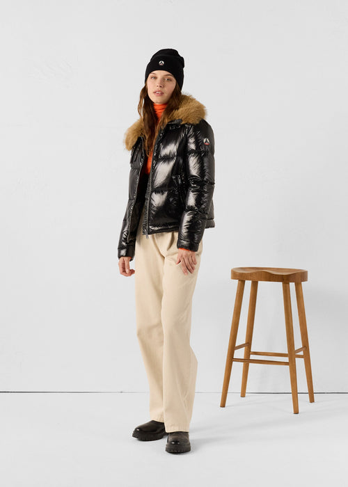 Doudoune Grand Froid fausse fourrure Noir Nevada shiny