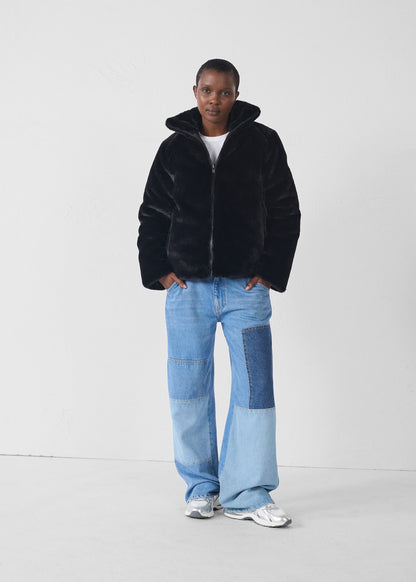 Doudoune fausse fourrure Noir Olga