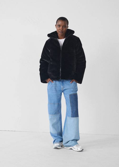 Doudoune fausse fourrure Noir Olga