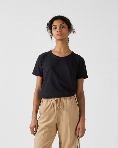 T-shirt col rond femme en coton Noir Angela