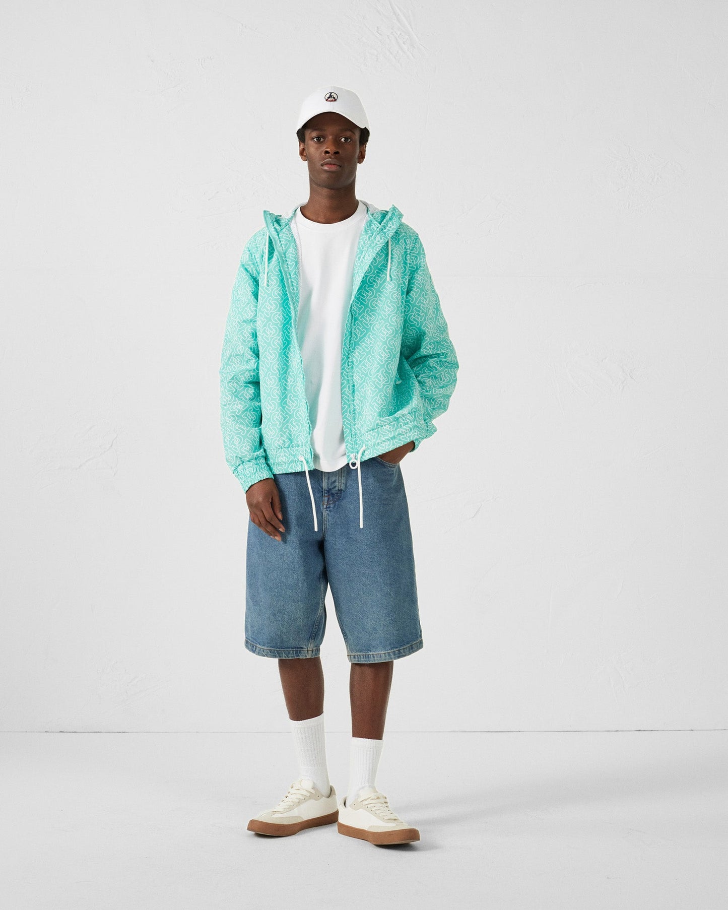 Blouson coupe-vent léger à capuche Mono lagon Storm monogram