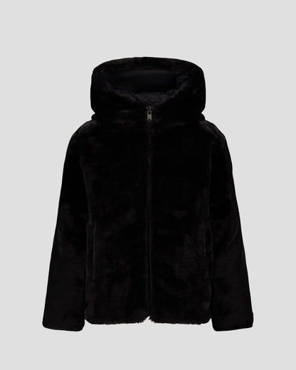 Doudoune enfant en fausse fourrure à capuche Noir Agathe