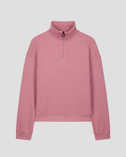 Sweatshirt demi-zippé Rose antique Line