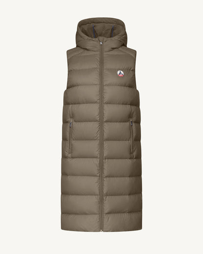 Doudoune longue sans manches Taupe Manon