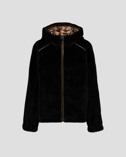 Doudoune fausse fourrure Noir Zora