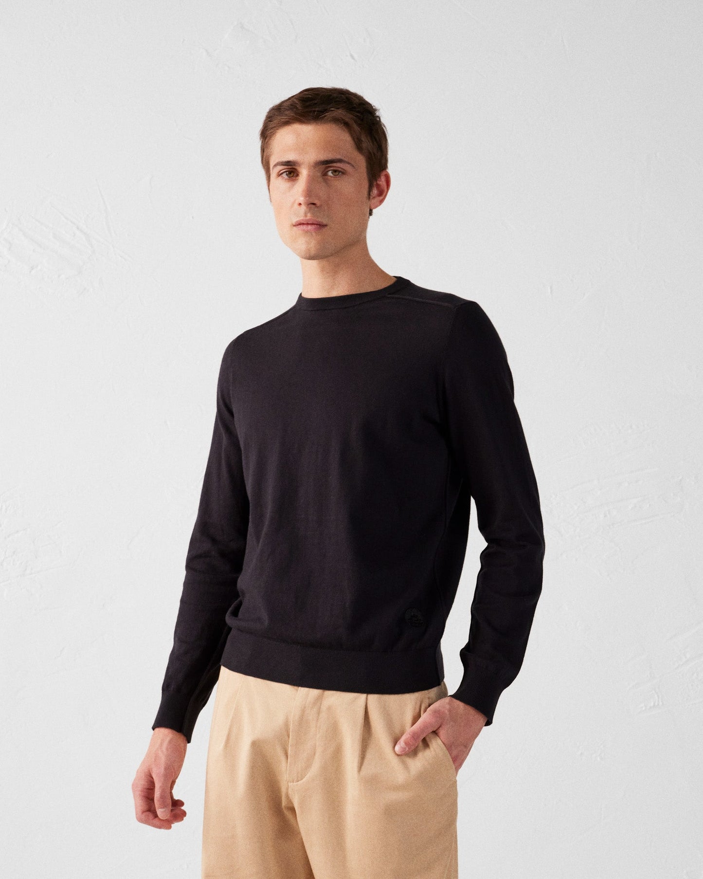 Pull en maille col rond Noir Hadrien