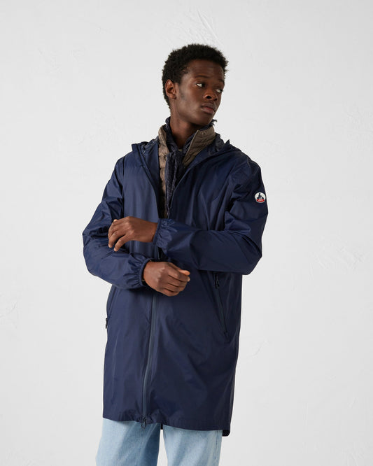 Imperméable long à capuche paquetable Marine Oban