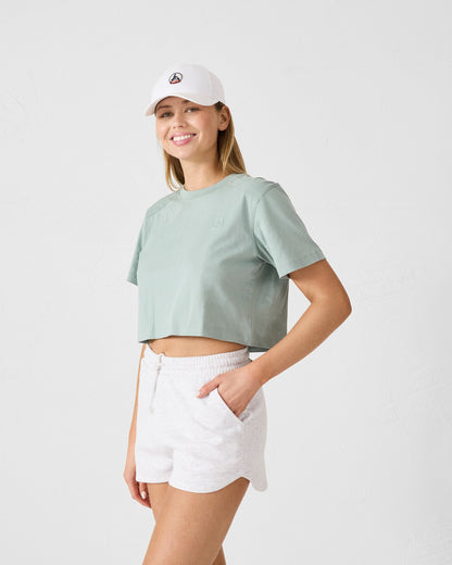 T-shirt col rond en coton Vert minéral Mazu