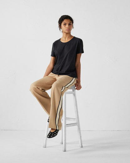 T-shirt col rond femme en coton Noir Angela