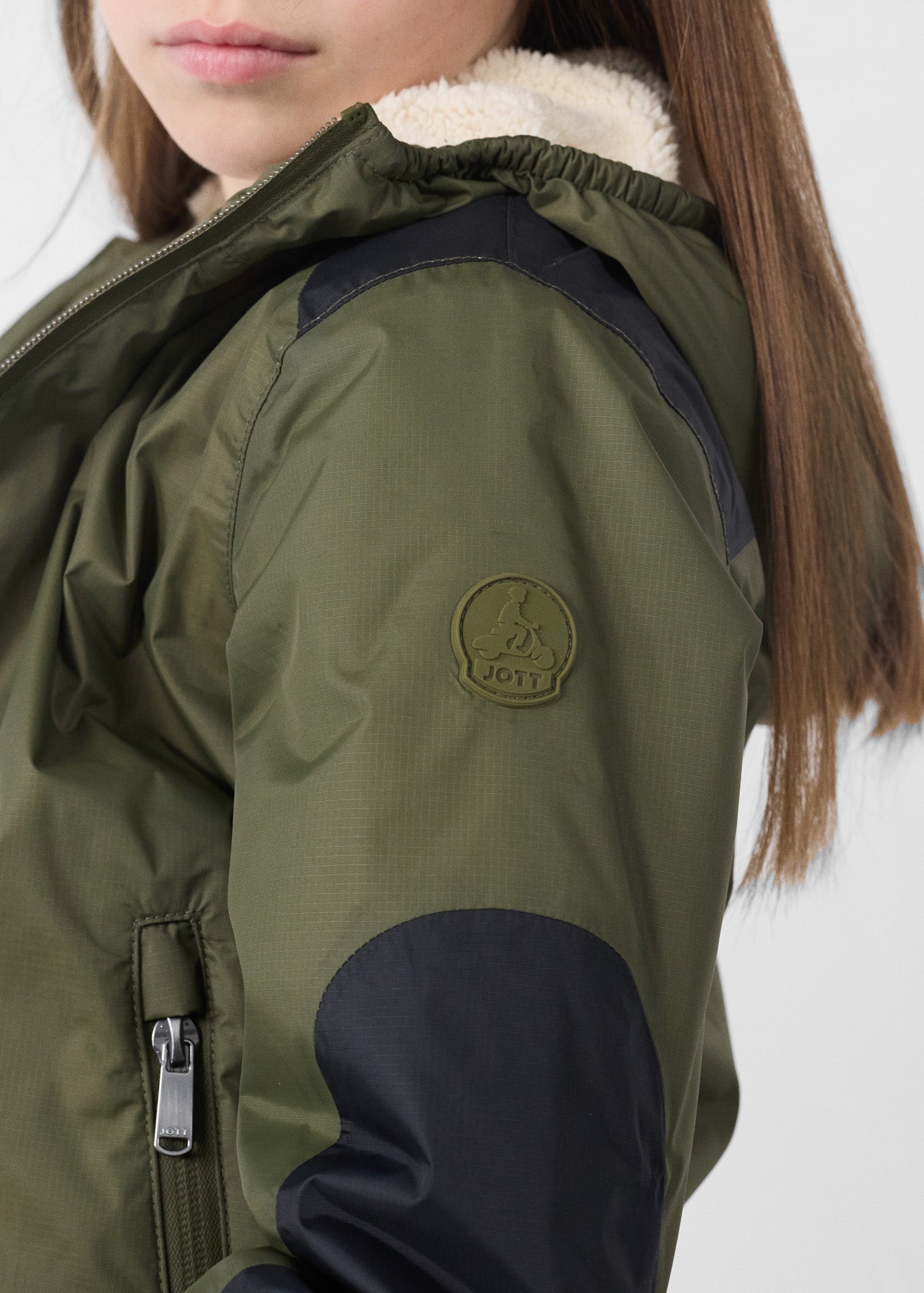 Imperméable enfant à capuche sherpa Army Lag sherpa