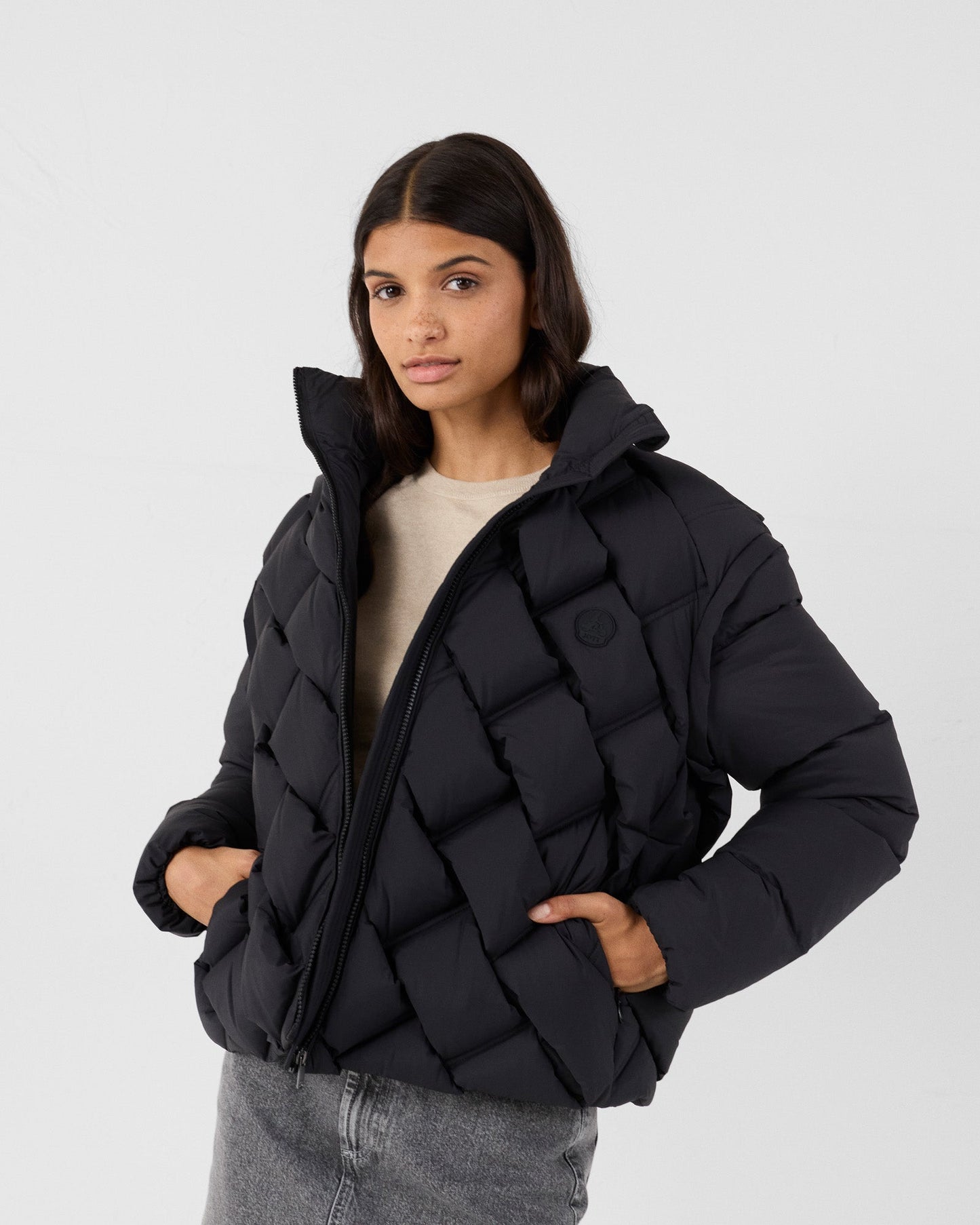 Doudoune Grand Froid puffer tressée Noir Alya