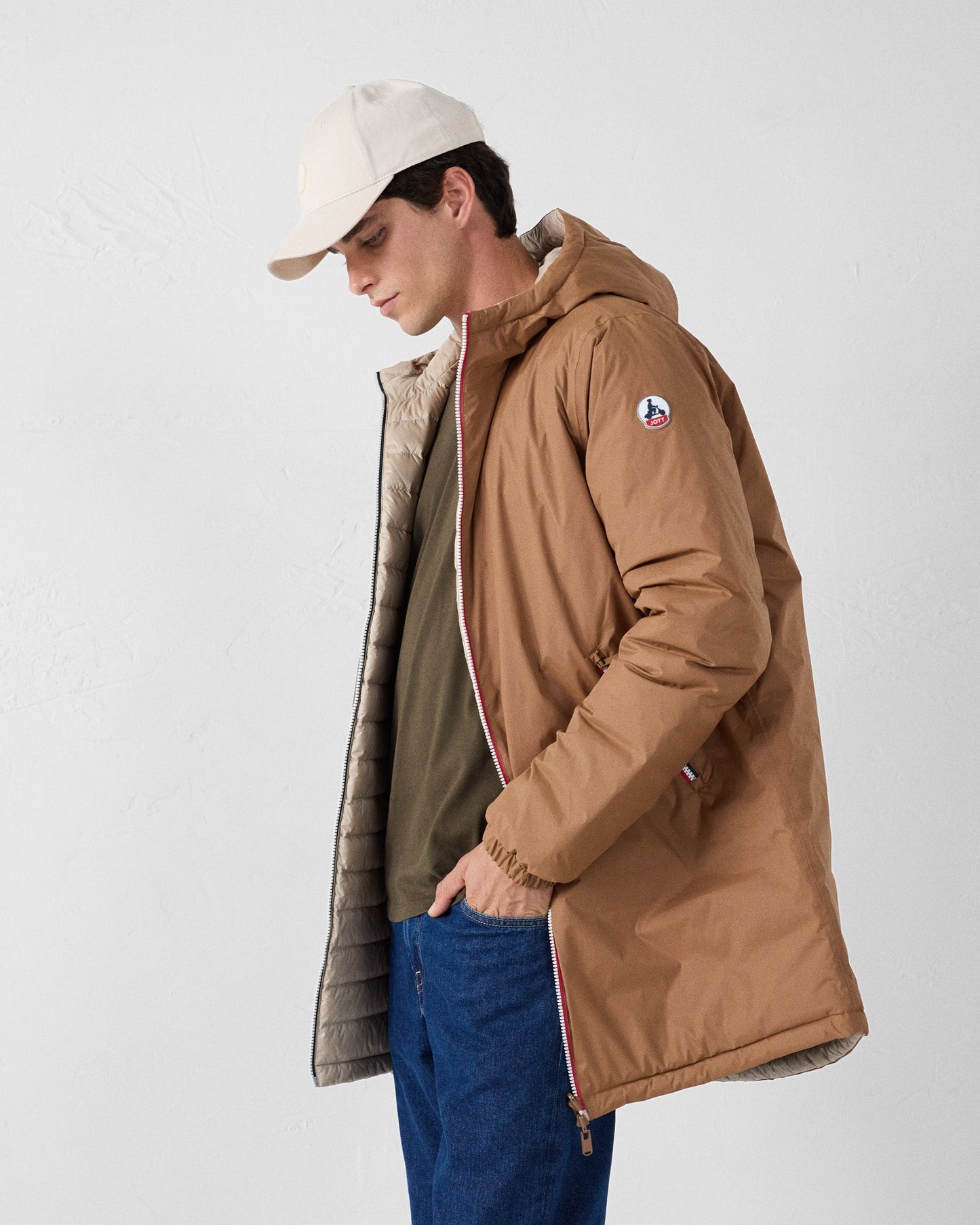 Doudoune longue réversible Sucre roux/beige Assen