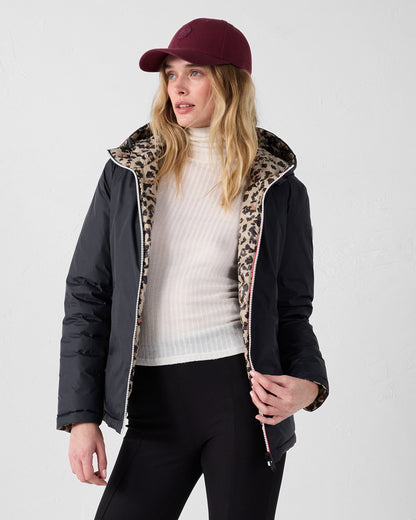 Doudoune réversible Noir/leopard beige Bergame print