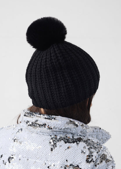 Bonnet à pompons Noir Langley
