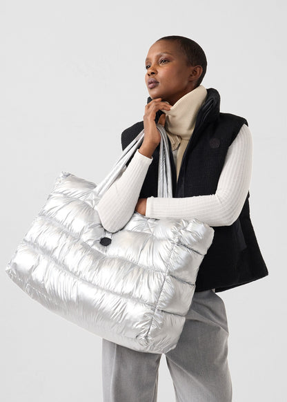 Maxi totebag métallique Argent Leina metallic