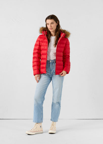 Doudoune à capuche Grand Froid Rouge carmin Luxe