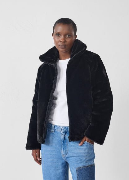 Doudoune fausse fourrure Noir Olga