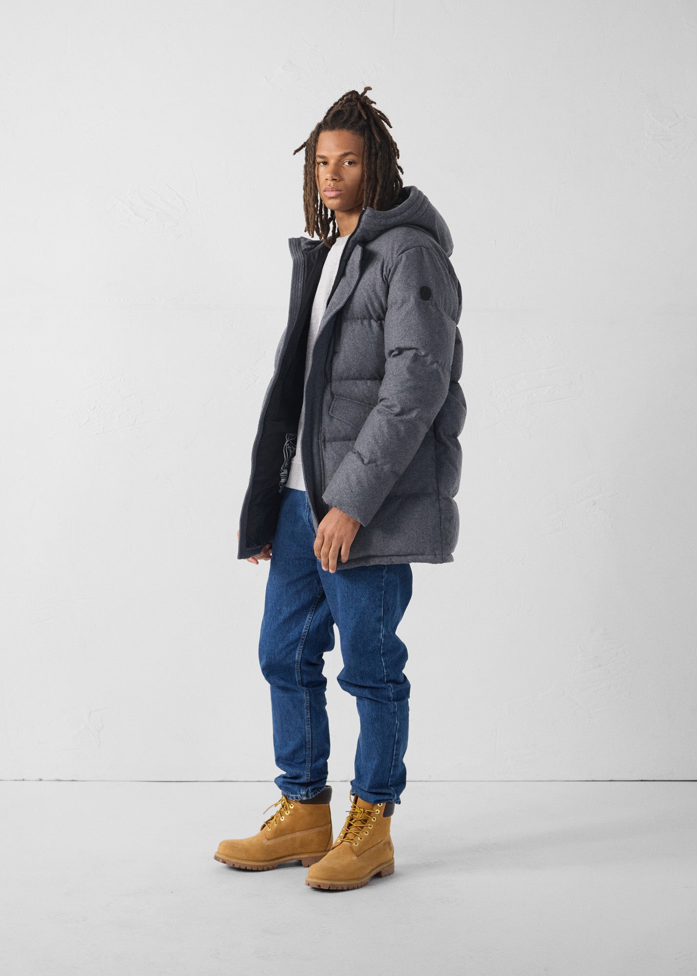 Doudoune mi-longue Gris chiné foncé Scotty