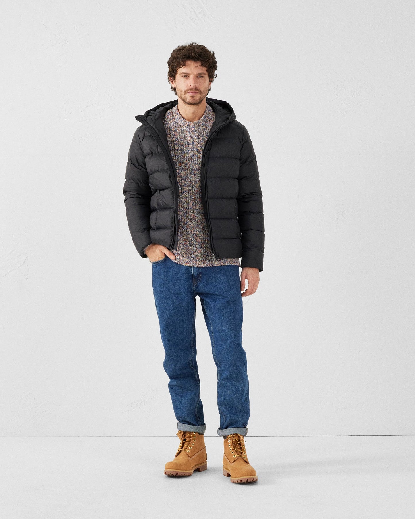 Doudoune droite à capuche Noir John