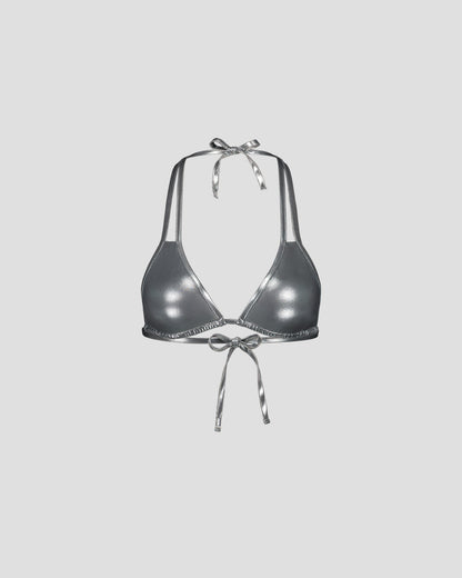 Haut de maillot de bain triangle Argent Assia top