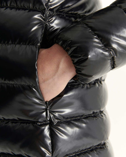 Doudoune mi-longue laquée Grand Froid Noir Perle