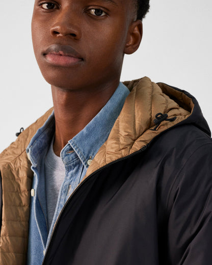 Doudoune longue ultralégère réversible Noir/Fauve Morrison