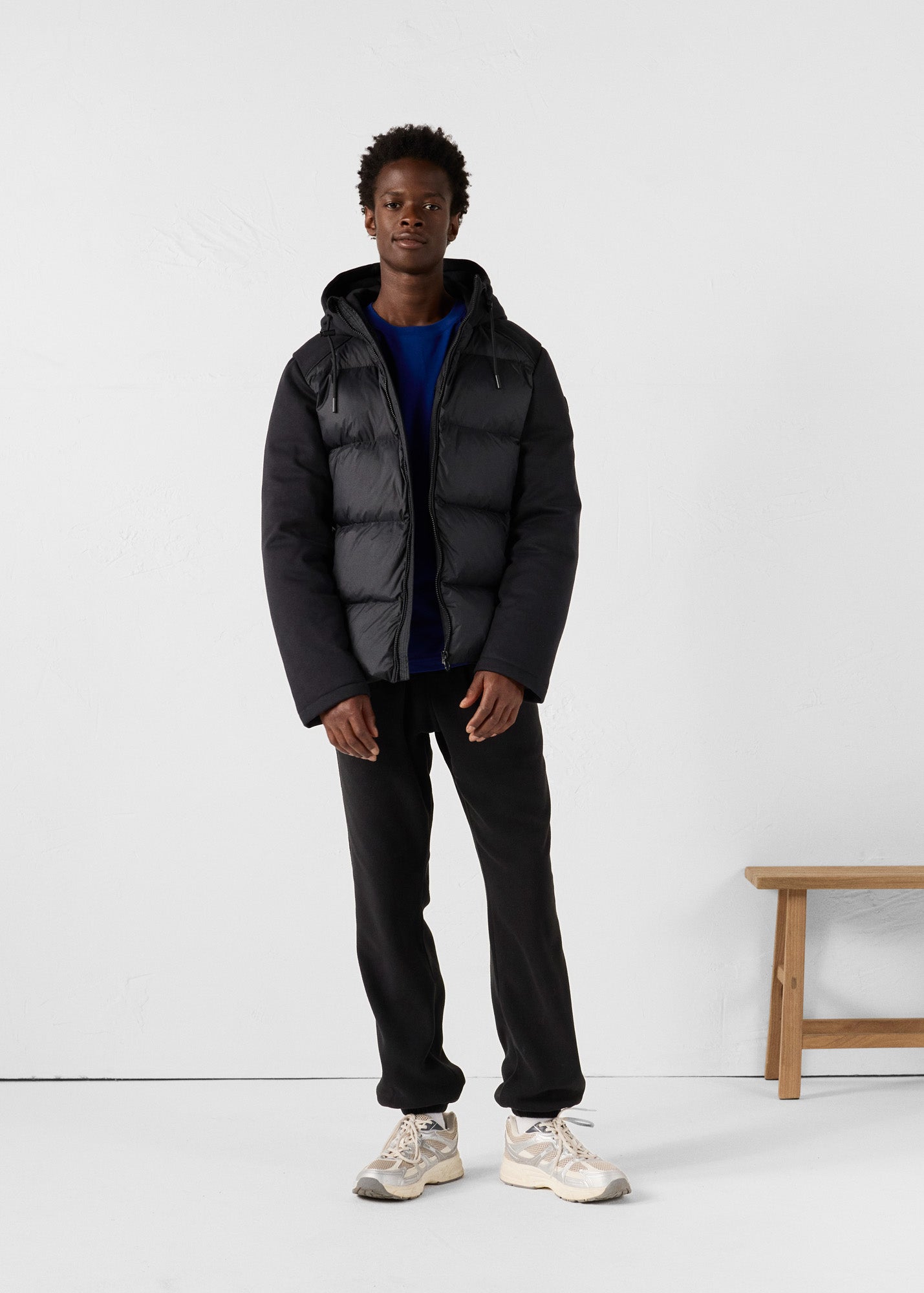 Doudoune puffer bi-matière Noir Thunder