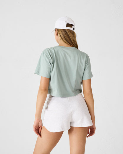 T-shirt col rond en coton Vert minéral Mazu