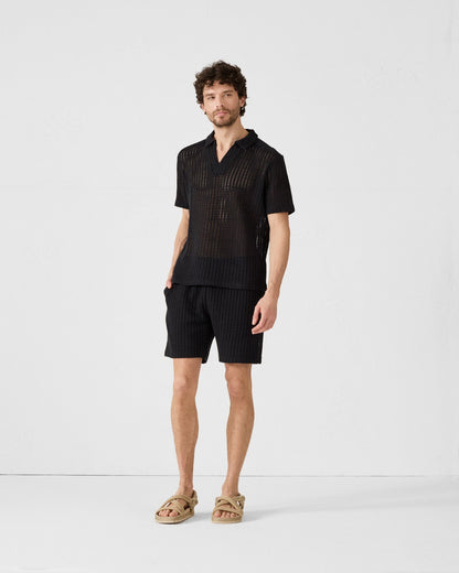 Short en maille de coton Noir Vittorio