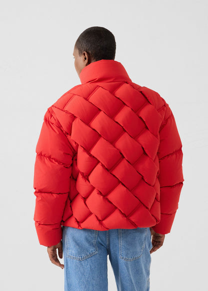 Veste Grand Froid puffer tressée Rouge carmin Alya