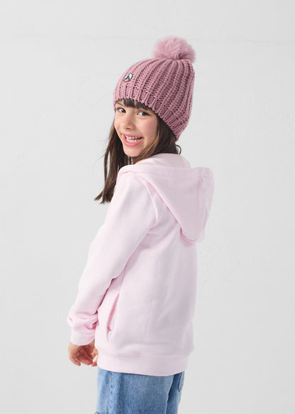 Veste enfant zippée à capuche Rose pétale Arie