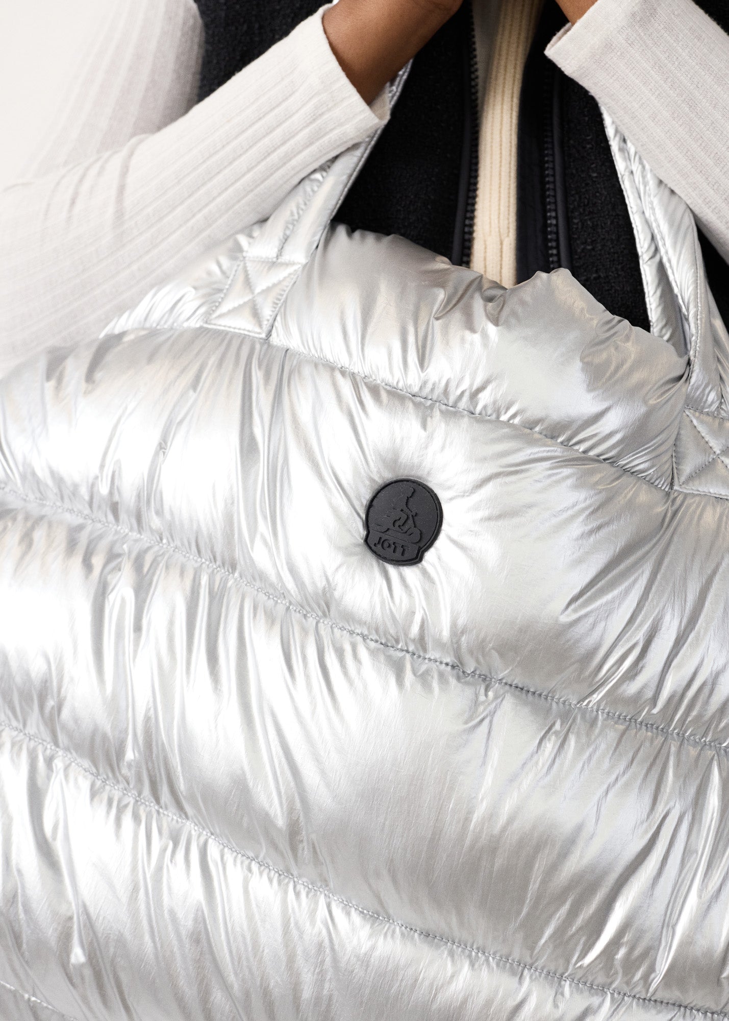 Maxi totebag métallique Argent Leina metallic