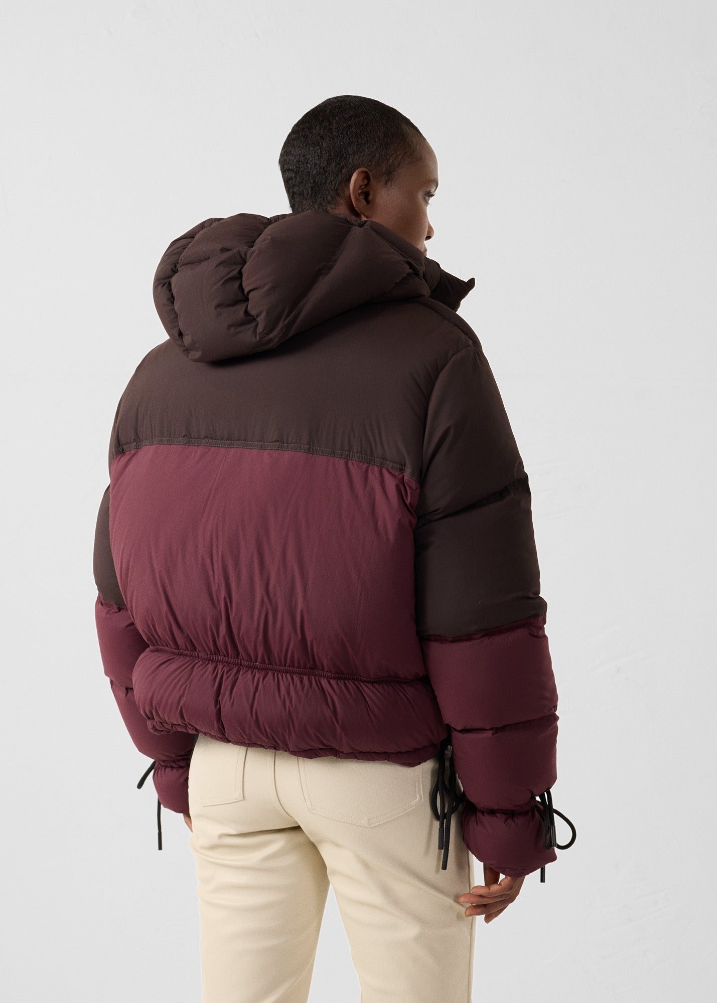 Doudoune Grand Froid esprit puffer Cerise noir/Café noir Nami Colorblock
