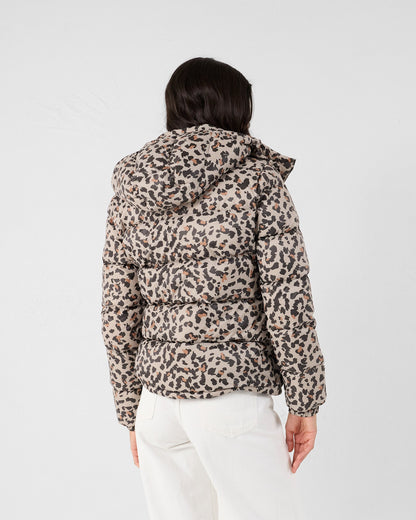 Doudoune Grand Froid esprit puffer Leopard beige Prague print