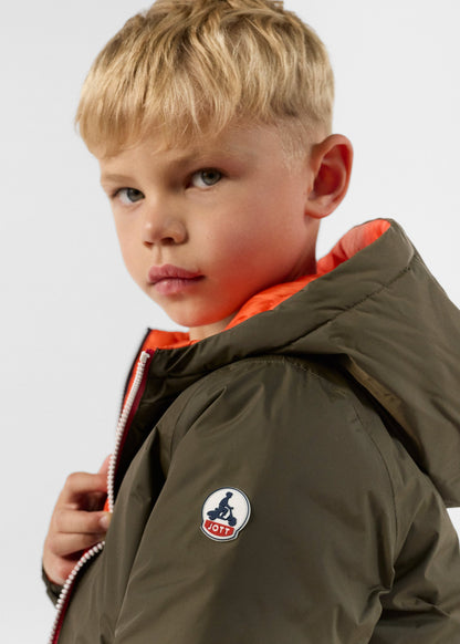 Doudoune enfant réversible Army/rouge feu Sauda