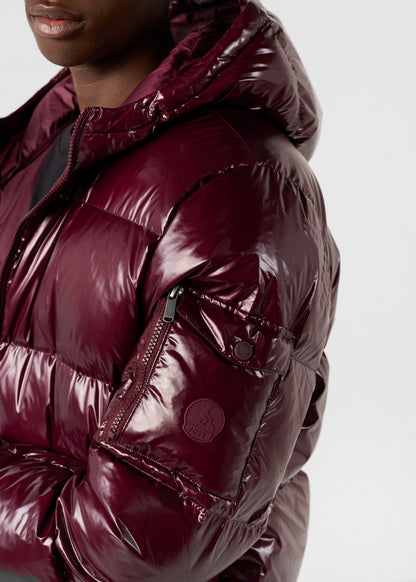 Doudoune à capuche Grand Froid Cerise noir Java laquée