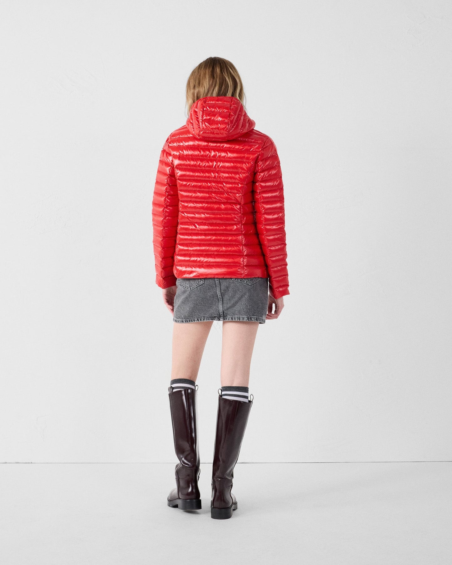 Doudoune légère à capuche Rouge carmin Cloe shiny