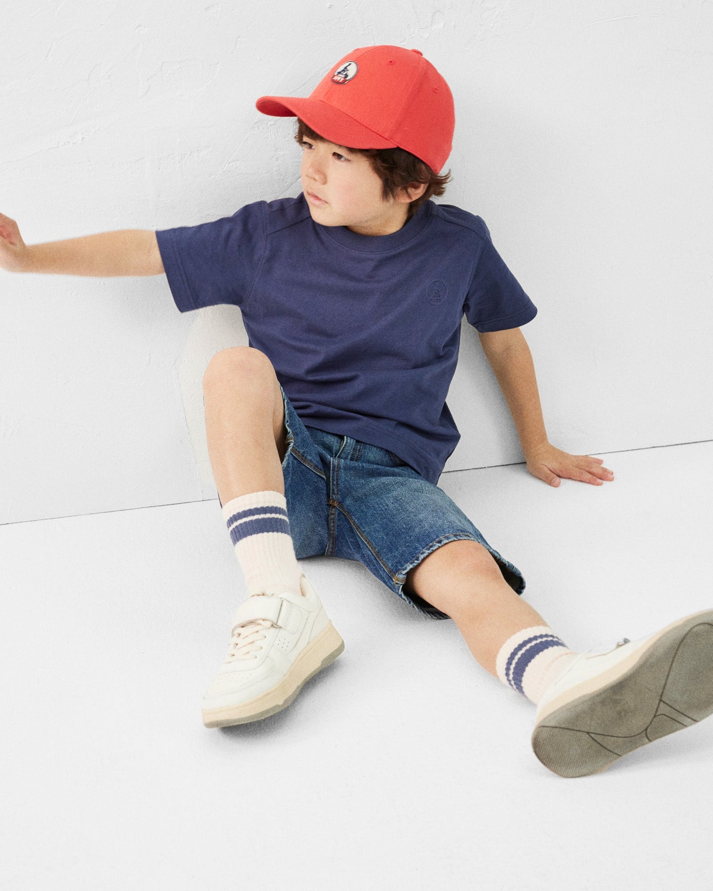 T-shirt col rond enfant en coton Marine Prado