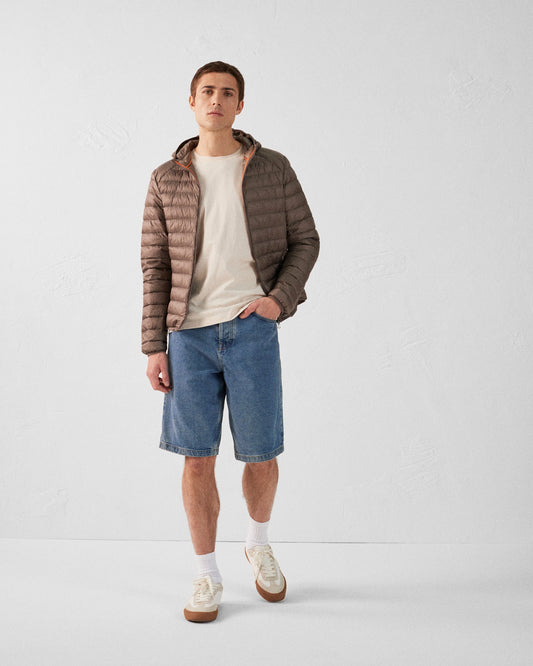 Doudoune légère à capuche Taupe Nico