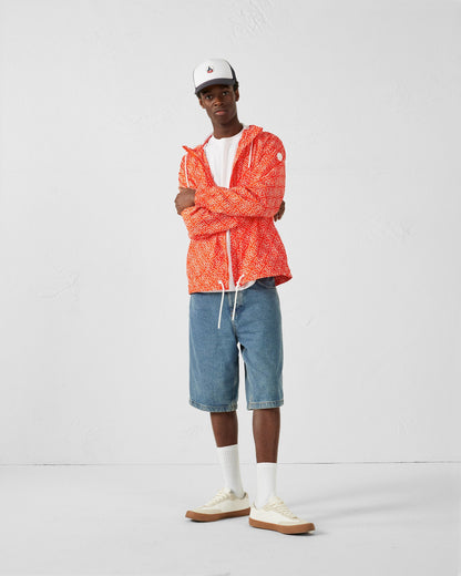 Blouson coupe-vent léger à capuche Mono rouge feu Storm monogram