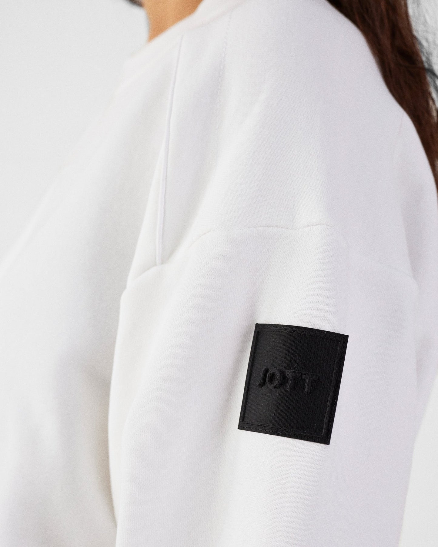 Sweat bimatière col rond Blanc Pinako